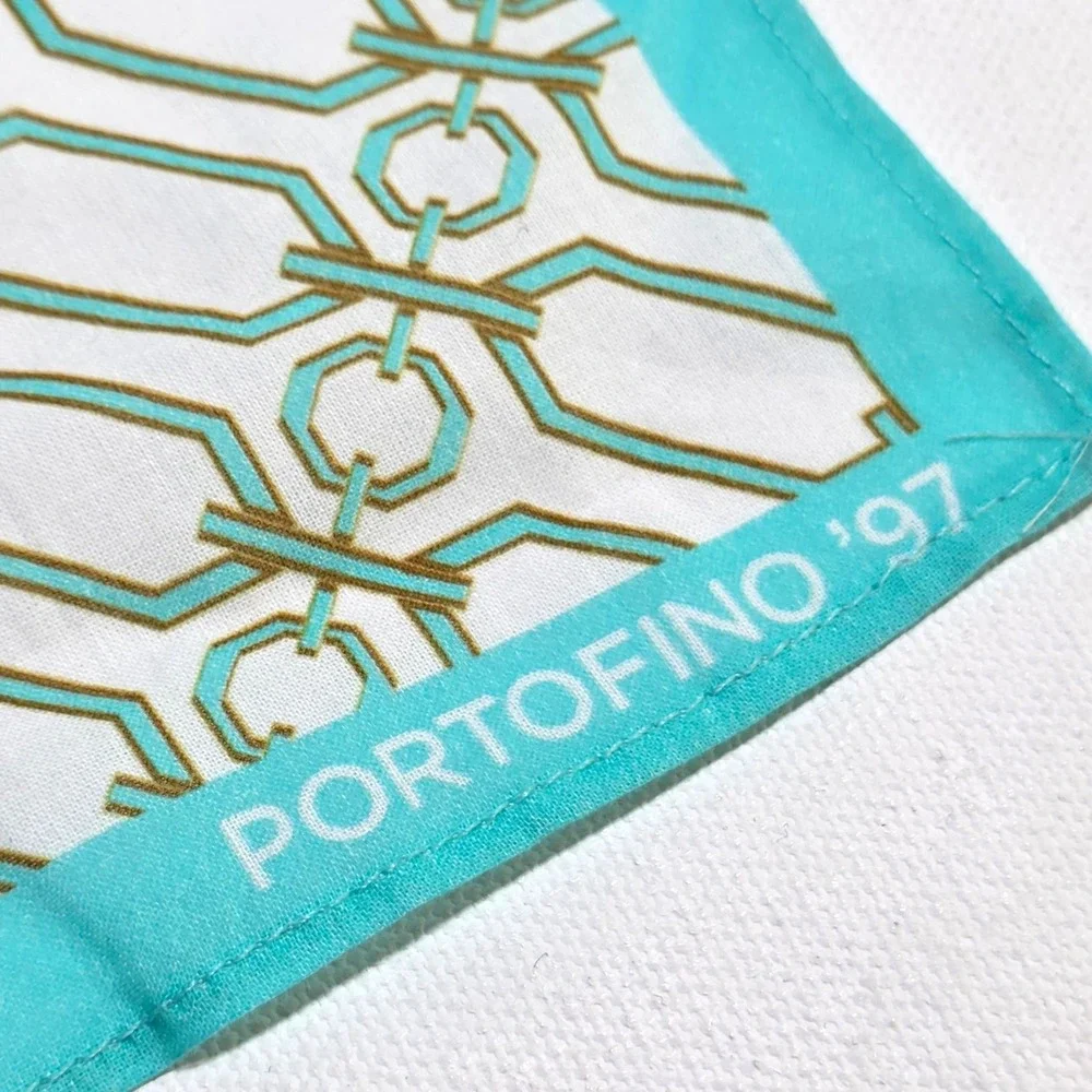 Victoria Beckham Scarf Womens Turquoise Portofino 97 Chain Link Square Bandana